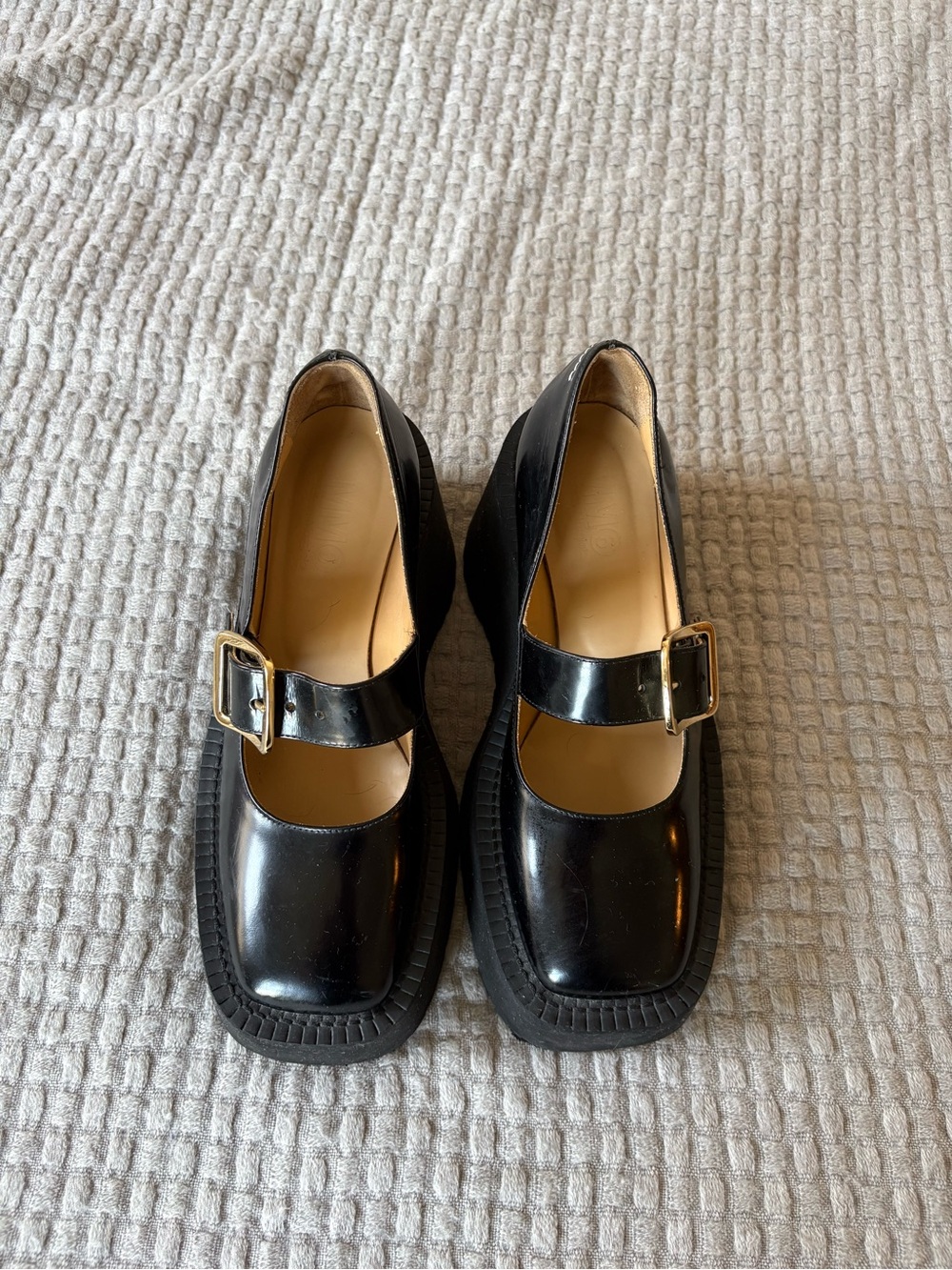 Maison Martin Margiela Black Patent Leather Platform Mary Jane Platforms